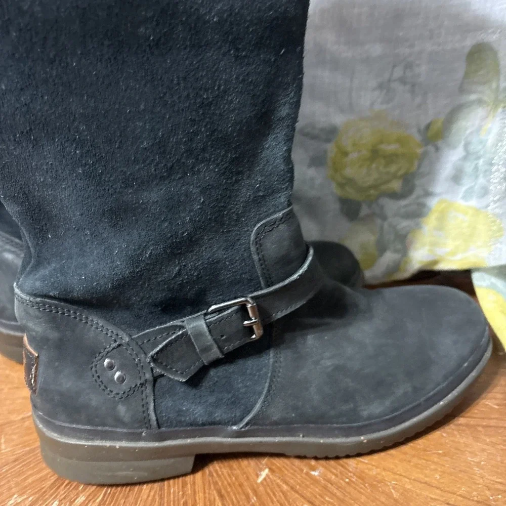 Ugg‎ Thomsen Tall Black Suede Leather Knee High Riding Waterproof Boots Size 8